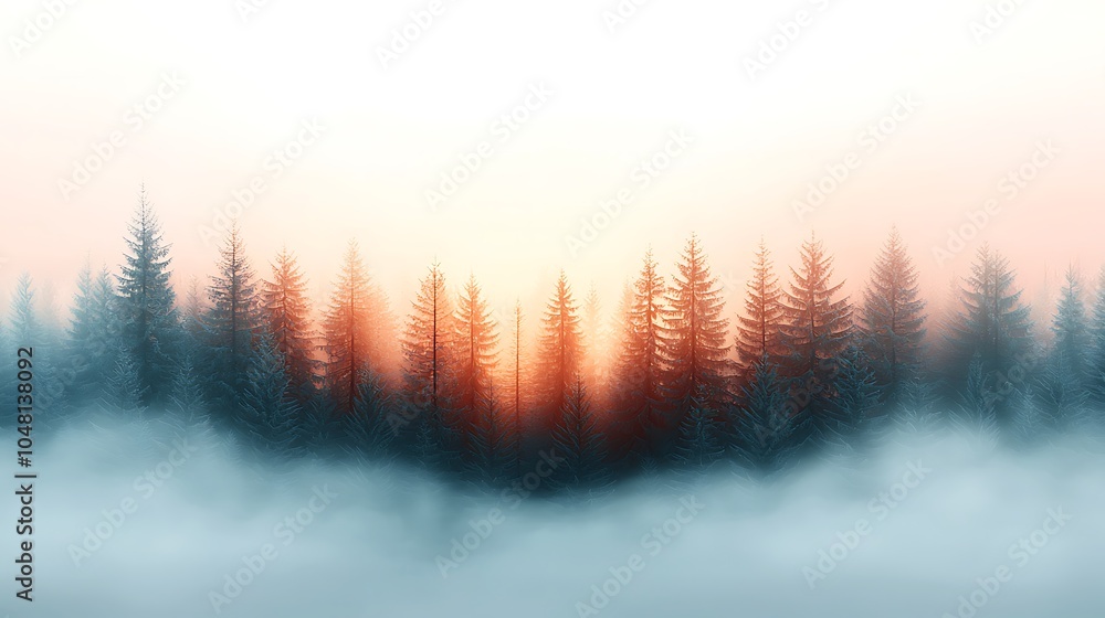 Majestic sunrise over a misty forest landscape capturing nature's tranquility and serenity in the early morning light Majestic sunrise over a misty forest landscape capturing nature's tranquility and serenity in the early morning light