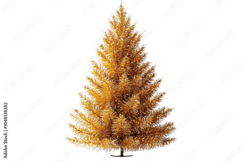 Yellow fiber optic Christmas tree isolated on transparent background, png file, no background png file