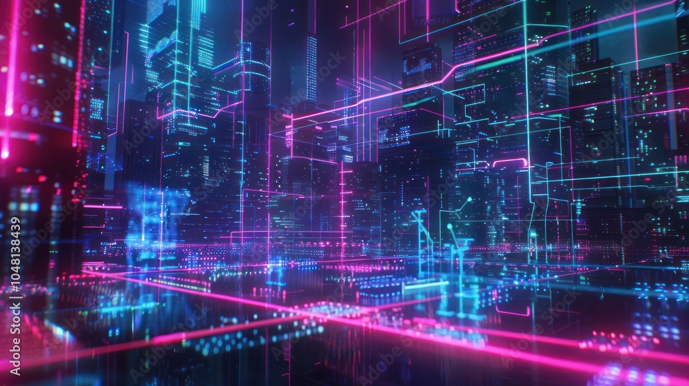 Fototapeta premium Neon Cityscape