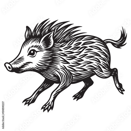 wild javelina Bold Running Silhouette Vector Artwork