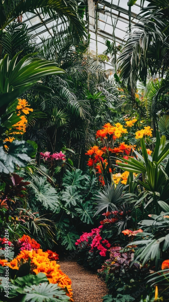 Fototapeta premium Vibrant Botanical Garden with Diverse Plant Life