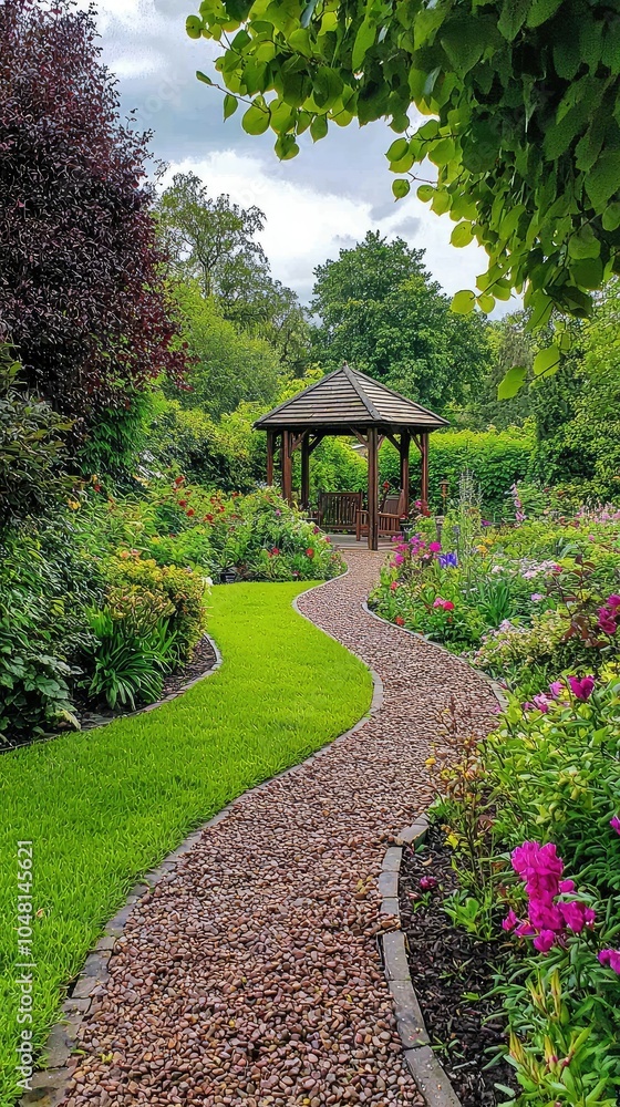 Winding Path Through a Vibrant Garden Oasis Winding Path Through a Vibrant Garden Oasis
