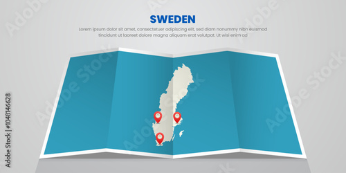 sweden map travel with pin tag location design Illustration