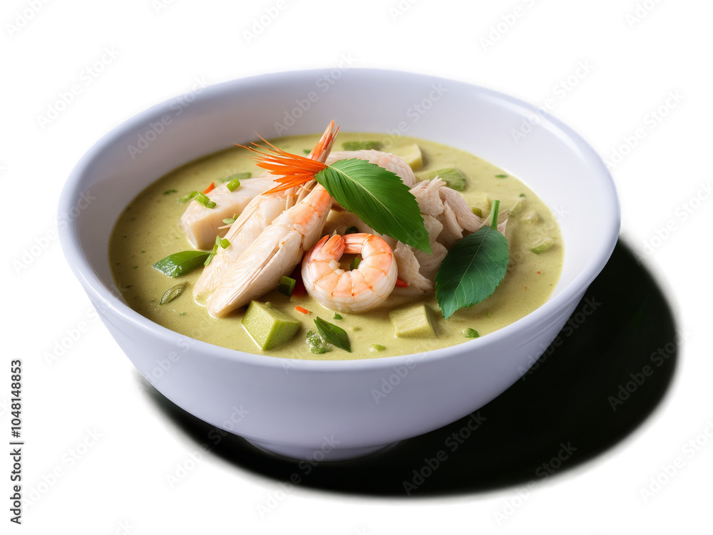 Thai Green Curry vibrant coconut milk based curry with tender chicken or shrimp bamboo shoots Thai Green Curry vibrant coconut milk based curry with tender chicken or shrimp bamboo shoots