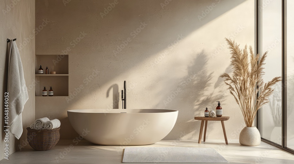 Elegant Minimalist Bathroom with Natural Elements Elegant Minimalist Bathroom with Natural Elements