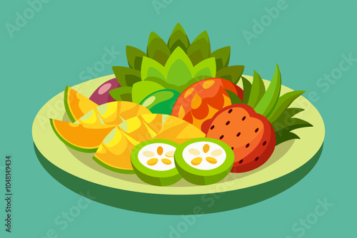 Pineapple Passion Platter fruit salad vector art illustration