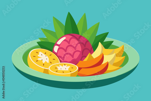 Pineapple Passion Platter fruit salad vector art illustration