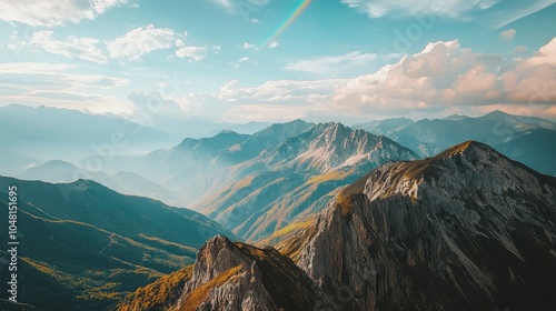 Breathtaking Rainbow Over Majestic Mountain Landscape photo