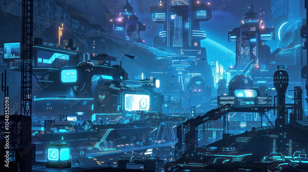 Futuristic Cityscape Under a Glowing Sky Futuristic Cityscape Under a Glowing Sky