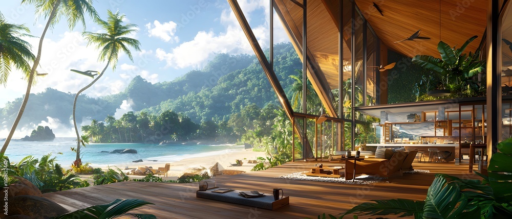 Obraz premium Tropical Beach House with Stunning Ocean Views.