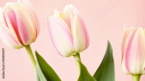Wallpaper Mural Soft pink tulips in full bloom against a pastel background. This floral display evokes springtime beauty, freshness, and delicate nature, perfect for seasonal themes. Torontodigital.ca