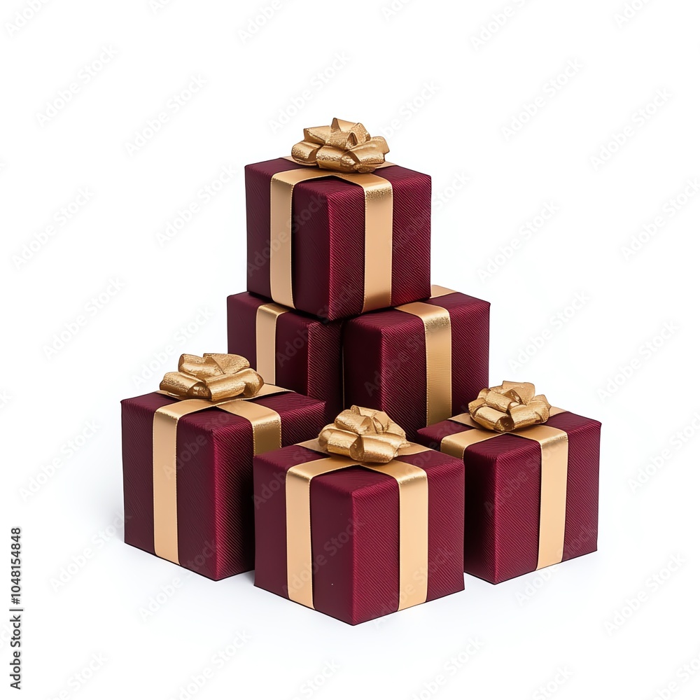Stacked gift boxes with bows, white isolated background Stacked gift boxes with bows, white isolated background