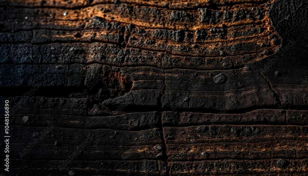 Fototapeta premium Detailed Burnt Wood Texture with Blackened Surface
