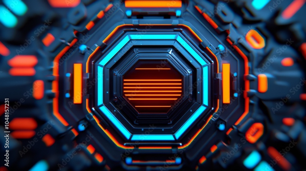 Obraz premium Abstract Geometric Shapes with Neon Lights