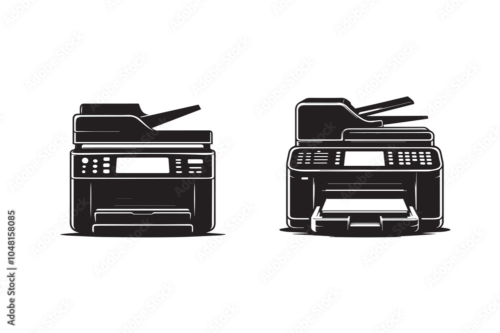 Digital Printer Machine Silhouette Illustration Digital Printer Machine Silhouette Illustration
