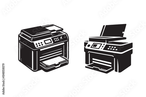 Digital Printer Machine Silhouette Illustration