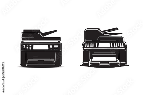 Digital Printer Machine Silhouette Illustration