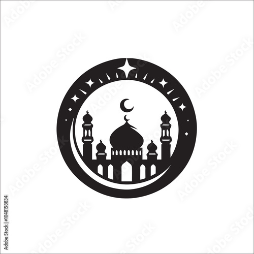 Mosque logo design with Islamic creative concept Vector black