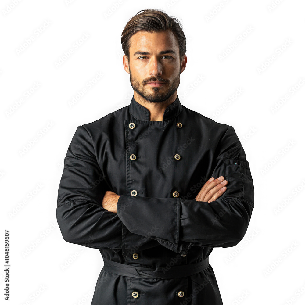 Black chef uniform isolated on transparent background, png file, no background png file Black chef uniform isolated on transparent background, png file, no background png file