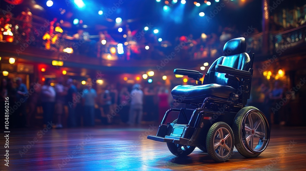 Electric Wheelchair at a Lively Concert Venue Electric Wheelchair at a Lively Concert Venue