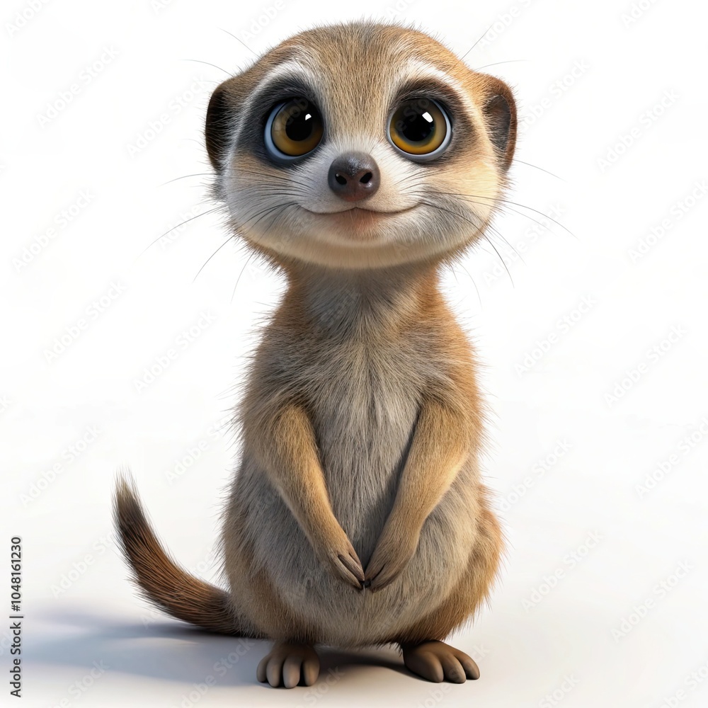 Fototapeta premium a meerkat 3d render cute illustration on white background