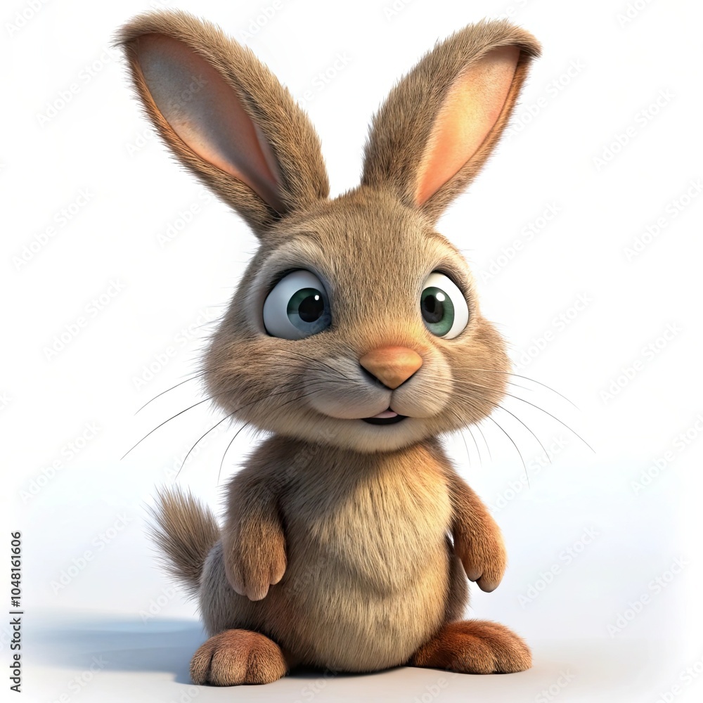 Obraz premium a rabbit 3d render cute illustration on white background