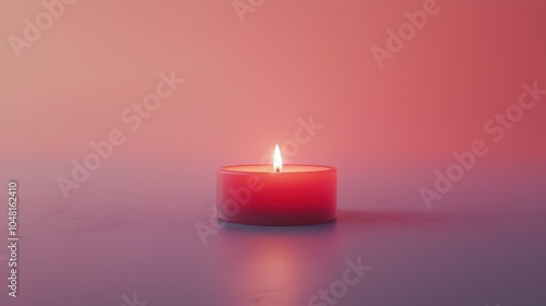 Lit Candle on Plain Background for Relaxing Atmosphere