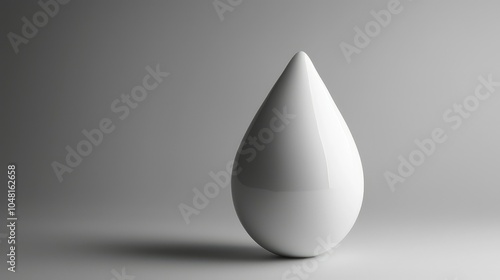 Elegant Water Drop on Soft Gray Background