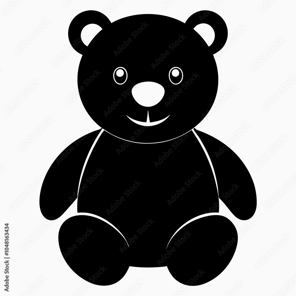 Naklejka premium Christmas Cute teddy bear Black silhouette