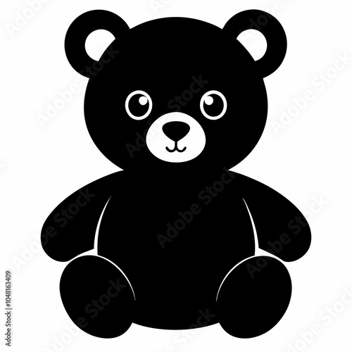 Christmas Cute teddy bear Black silhouette