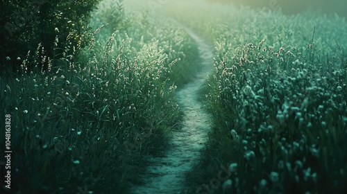 Dusty Winding Path Through Tranquil Greenery photo