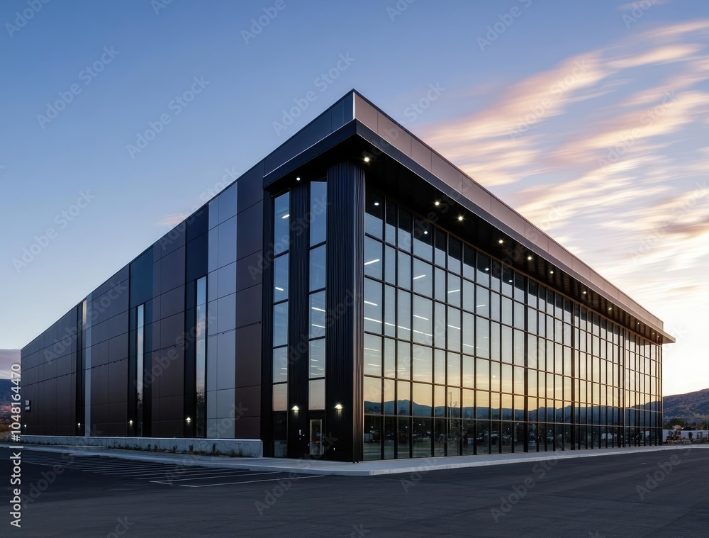 Obraz premium Modern Black Metal Clad Warehouse Building