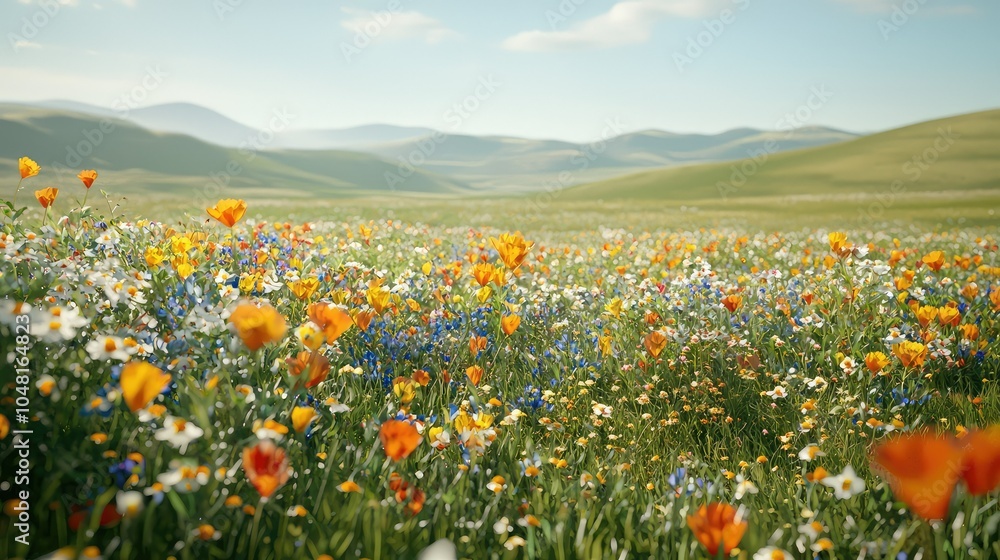 Vibrant Wildflowers Dancing in the Wind Vibrant Wildflowers Dancing in the Wind