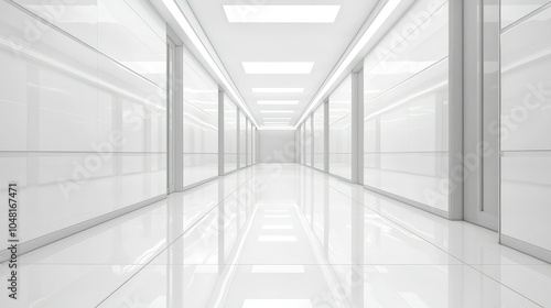 Clean and Empty Hallway with Polished White Walls