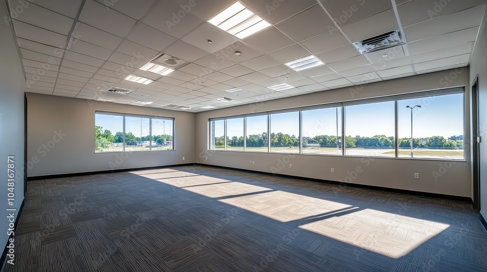 Spacious Empty Room with Natural Light from Windows Spacious Empty Room with Natural Light from Windows