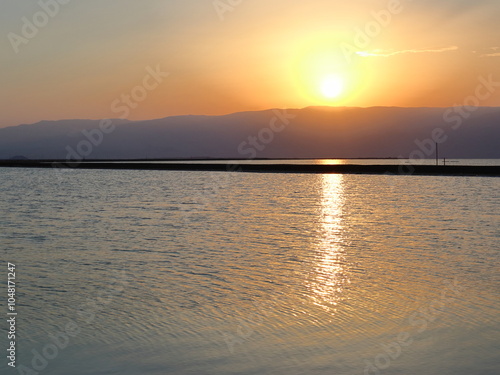 Landscape surise on the Dead sea.