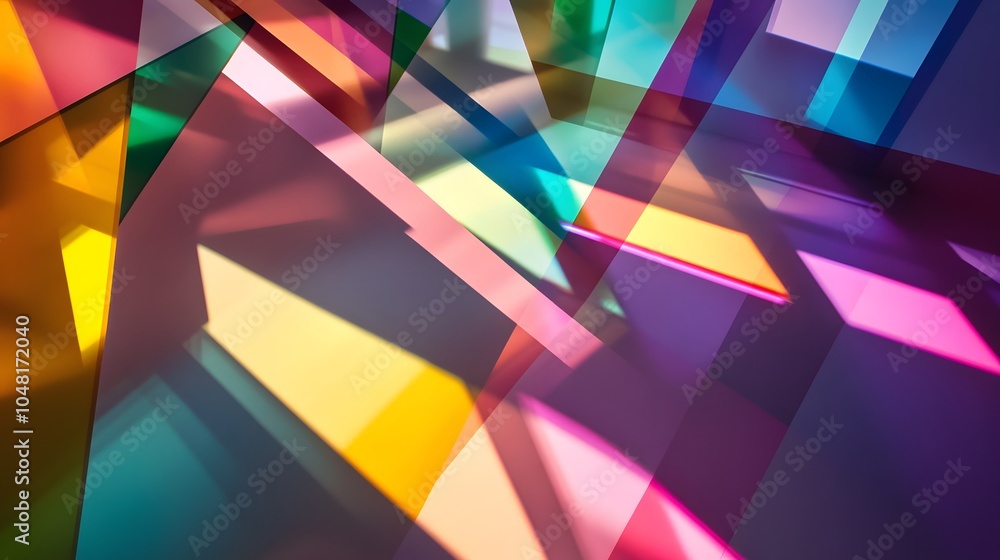Beams of colored light intersecting and casting shadows creating an abstract geometric play Beams of colored light intersecting and casting shadows creating an abstract geometric play