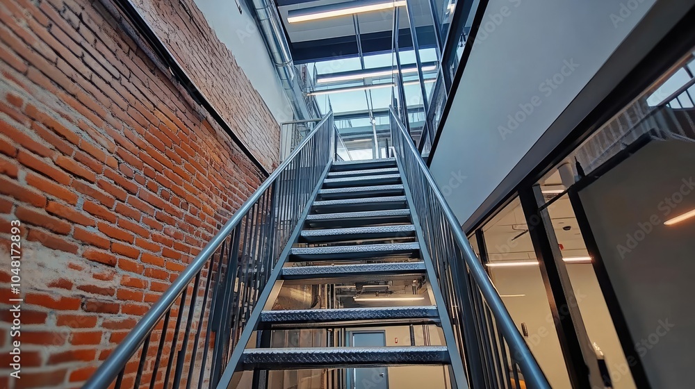 Fototapeta premium Industrial Staircase Leading to Upper Level