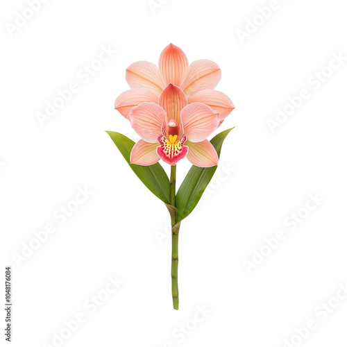 An orchid isolated on a white background, showcasing its vibrant colors and unique petals. PNG