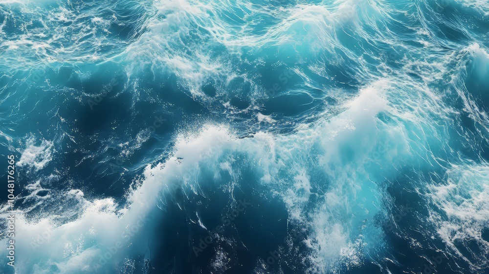 Obraz premium Blue water with waves surface background. water. Ultra realistic. Photorealistic