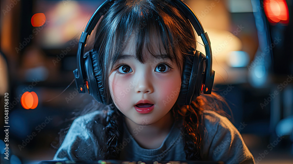 Young women wearing headphones on their heads Young women wearing headphones on their heads