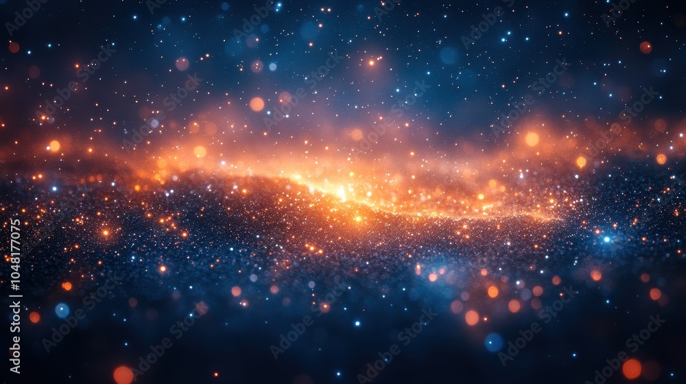 Obraz premium Celestial Dreamscape, ethereal night sky shimmering with countless stars, a tranquil cosmic vista inviting wonder and contemplation