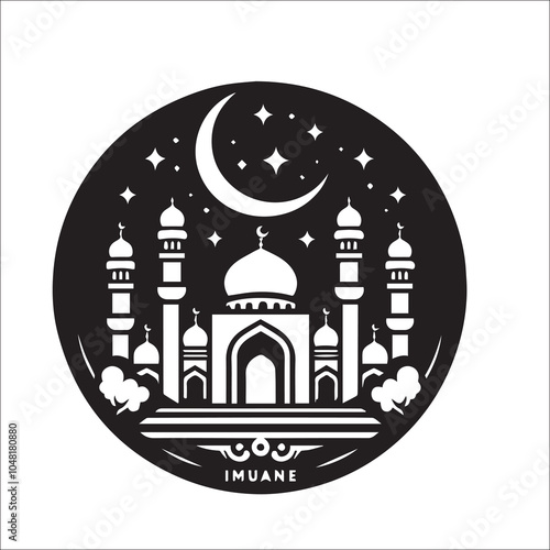 Mosque logo design with Islamic creative concept Vector black