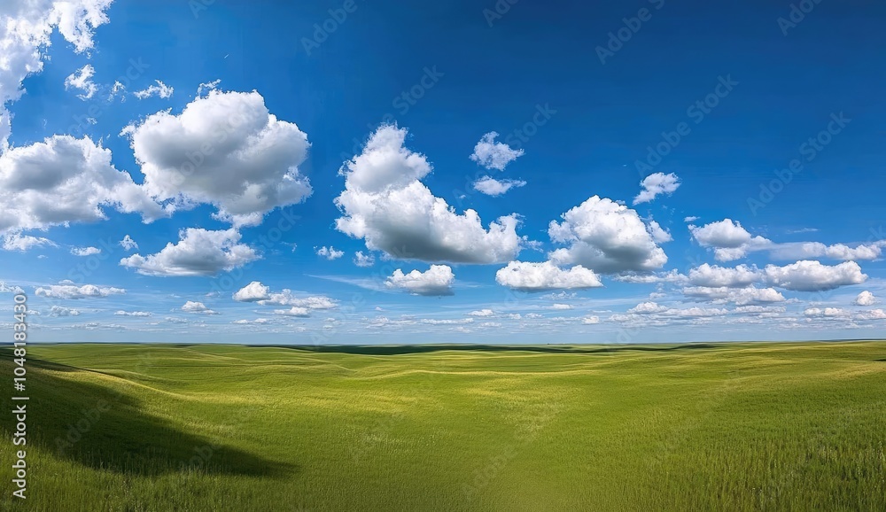 Obraz premium Expansive Sky Over Lush Green Grassland