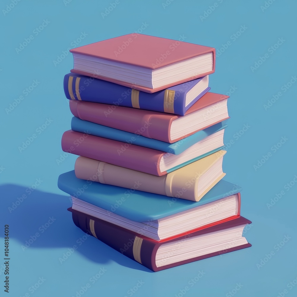 Colorful stack of books, isolated on blue background Colorful stack of books, isolated on blue background