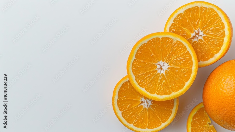 Fototapeta premium Perfectly Sliced and Elegantly Peeled Fresh Orange Displayed on Clean White Background