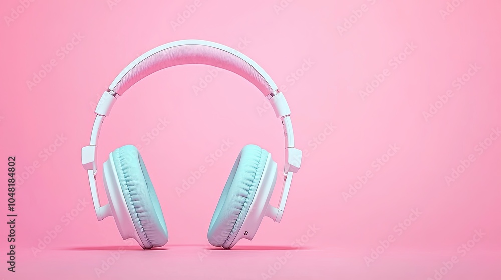 Stylish pastel blue headphones set against a vibrant pink background, showcasing a modern design perfect for music lovers. Stylish pastel blue headphones set against a vibrant pink background, showcasing a modern design perfect for music lovers.