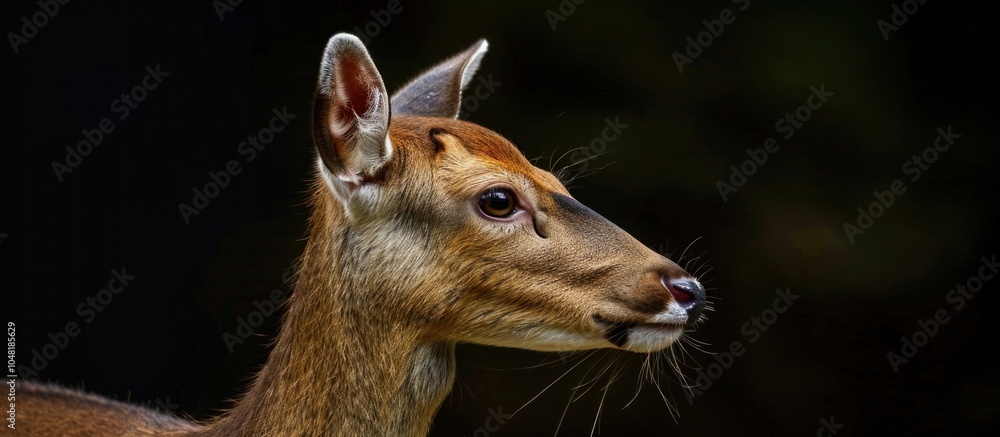 Fototapeta premium Close-up Portrait of a Fawn with a Dark Background