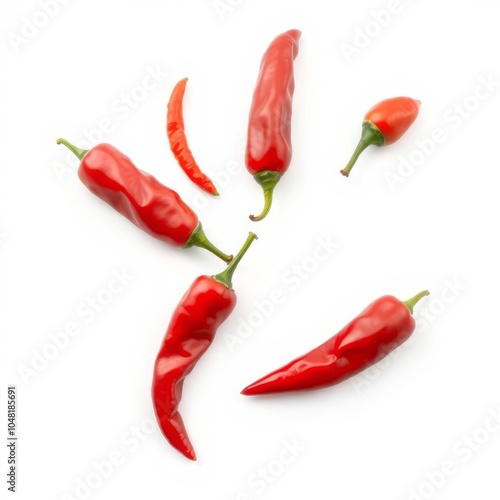 red hot Chili Peppers isolated on white background full depth of field