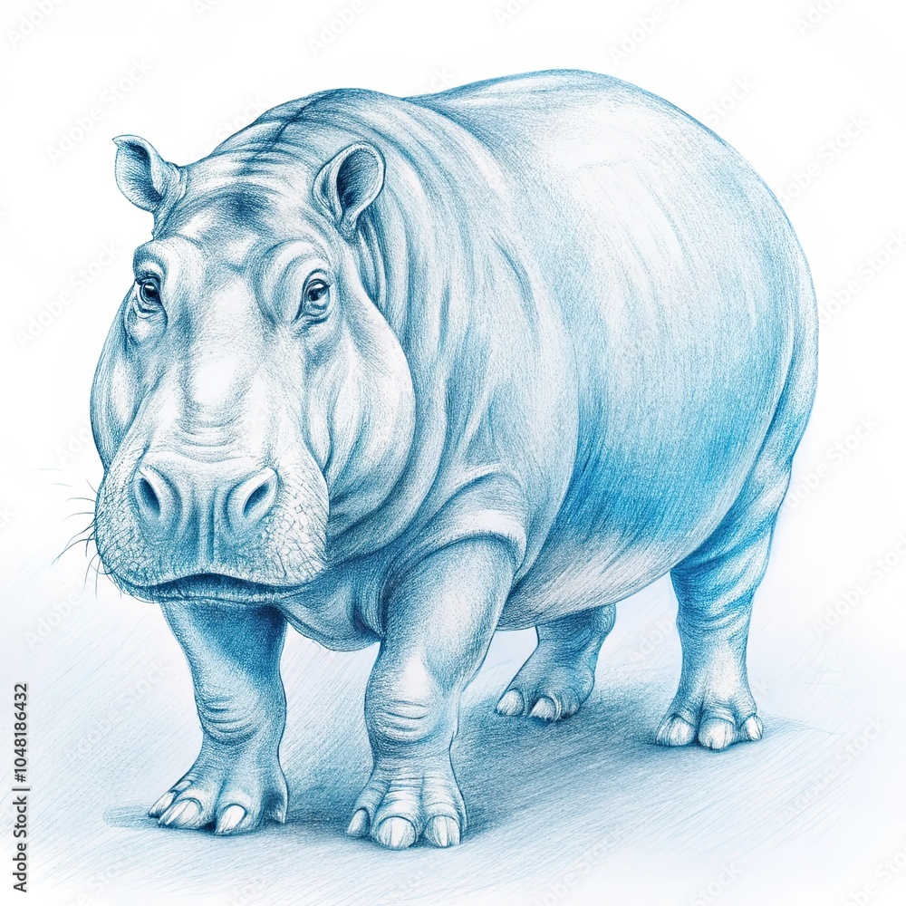 Naklejka premium a hippopotamus sketch illustration